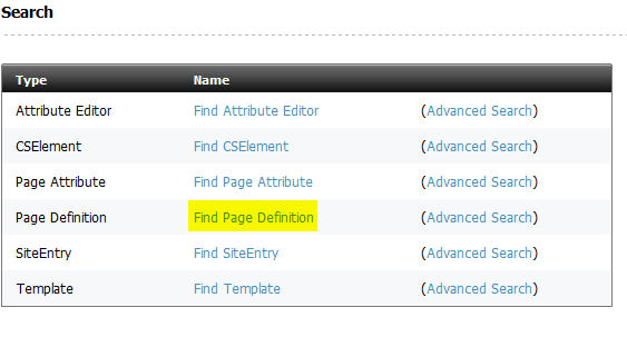 Find Page Definition